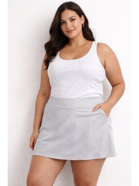 Sigrid Olsen White Chevron Textured Golf Skort XL Tennis Skirt Preppy Athletic